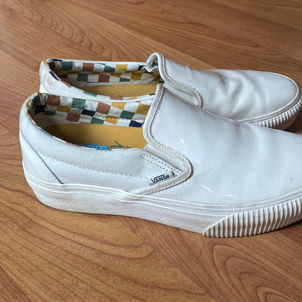 white leather vans